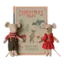 Christmas Twin Mice, Little Sister And Brother In Book