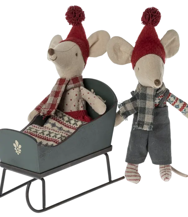 Maileg Sleigh, Mouse - Green