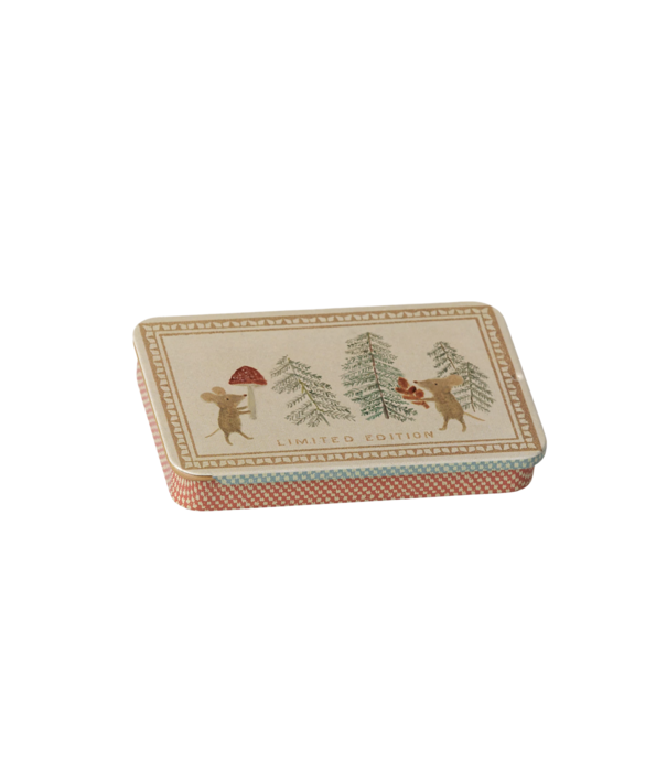 Maileg Metal box w. sliding lid - Christmas mice