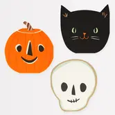 Assortiment de 16 serviettes découpées Halloween (3 designs)