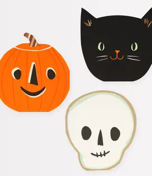 Assortiment de 16 serviettes découpées Halloween (3 designs)