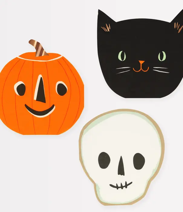 Meri Meri Assortiment de 16 serviettes découpées Halloween (3 designs)
