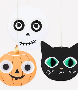 Décorations à suspendre Têtes d'Halloween - lot de 3