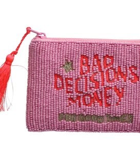 Cosmetic Bags Xs : Bad Decisions Money, Pink