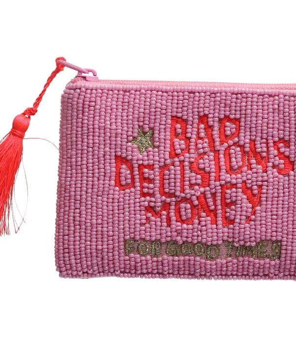 GIFT COMPANY Cosmetic Bags Xs : Bad Decisions Money, Pink