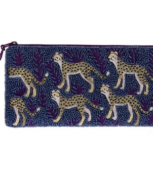 Cosmetic Bag  L : Leopard, Blue/Pink