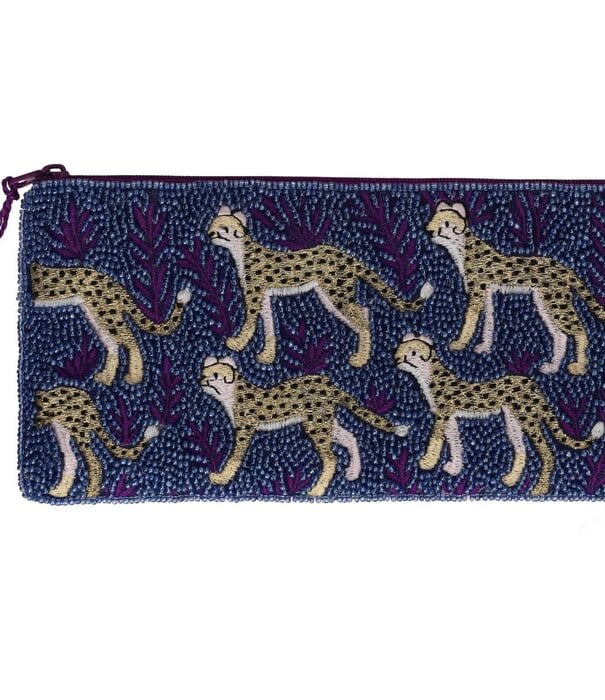 GIFT COMPANY Cosmetic Bag  L : Leopard, Blue/Pink