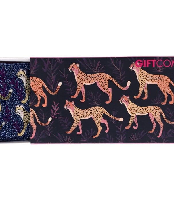GIFT COMPANY Cosmetic Bag  L : Leopard, Blue/Pink