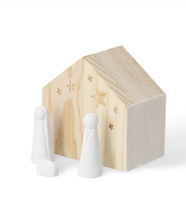 Rader Mini crèche en bois et figurine en porcelaine
