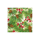 Serviettes Napkin Cocktail - Evergreen and Berries
