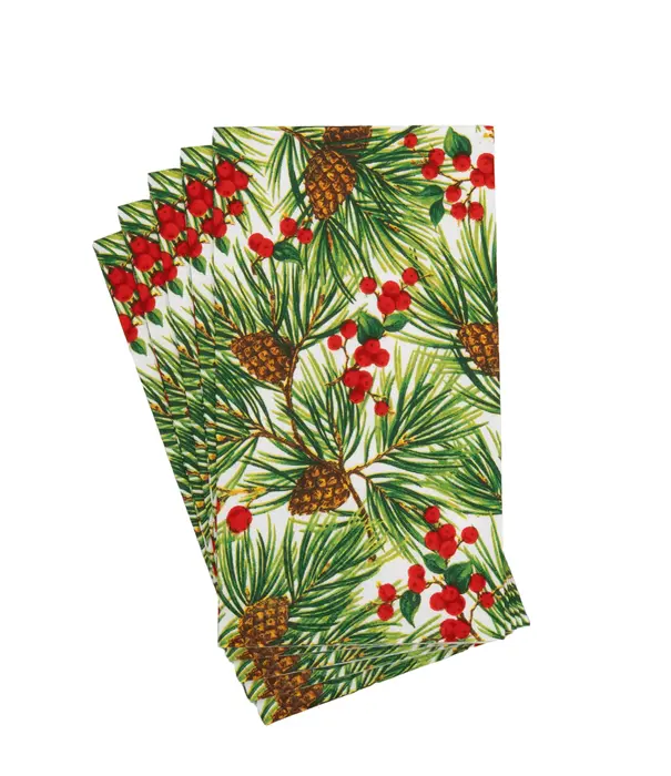 Serviettes Napkin Cocktail - Evergreen and Berries