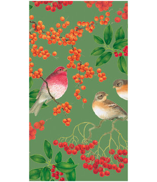 Serviettes Napkin Guest - Birds And Berries Green