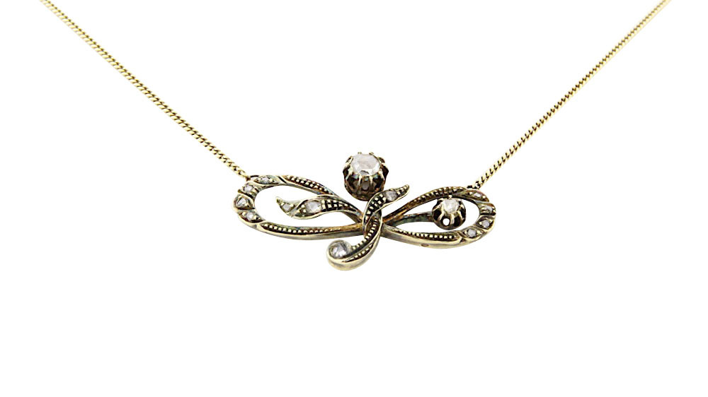 Gold necklace with rose diamond 14 crt 