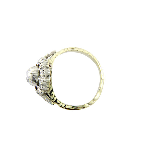 Gouden ring bicolour met roosdiamant 14 krt