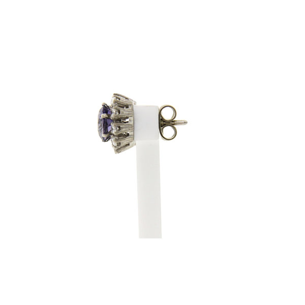 White gold entourage earrings with Iolite and diamond 14 krt