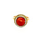 Tricolour gouden ring met bloedkoraal 14 krt