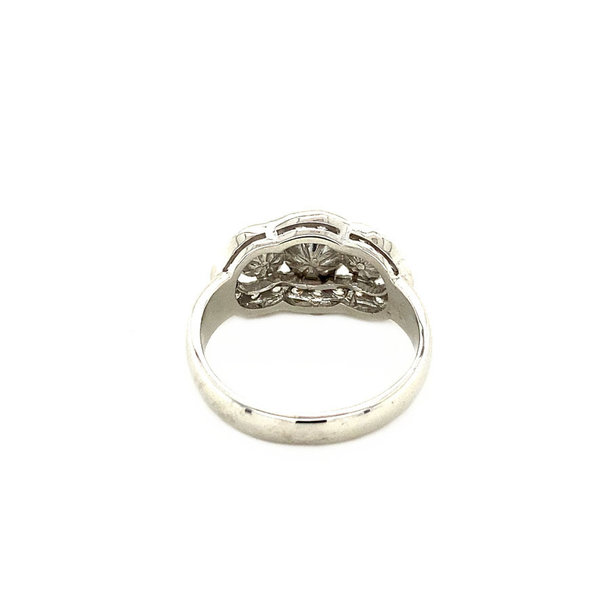 White gold ring with pearl and zirconia 14 krt