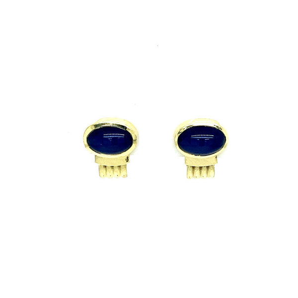 Gold earrings with star sapphire 14 krt