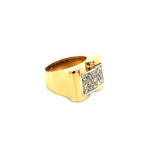 Gold art deco ring with rose diamond 18 krt
