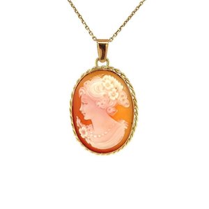 Gold pendant with cameo 14 krt