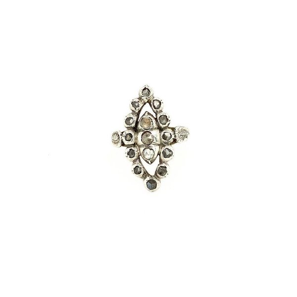 Gold navette ring with rose diamond 14 krt/925