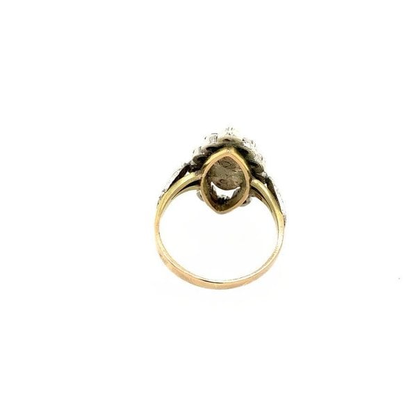 Gold navette ring with rose diamond 14 krt/925