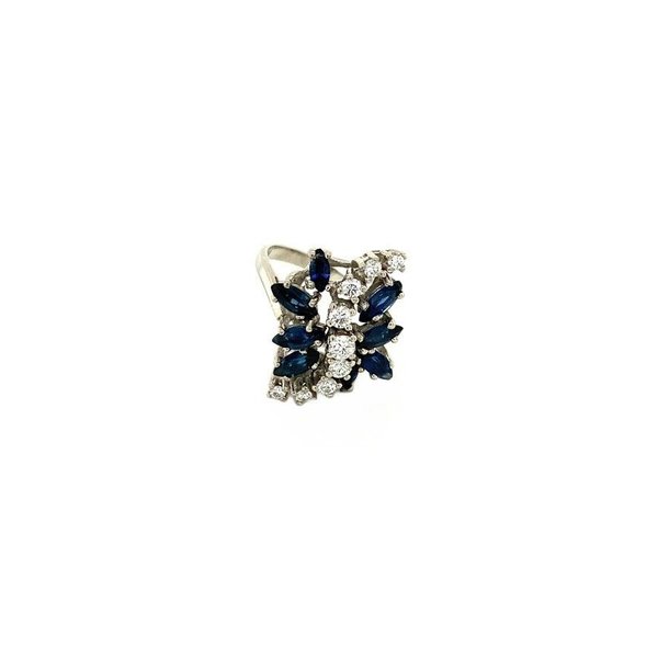 White gold ring with sapphire and diamond 14 krt