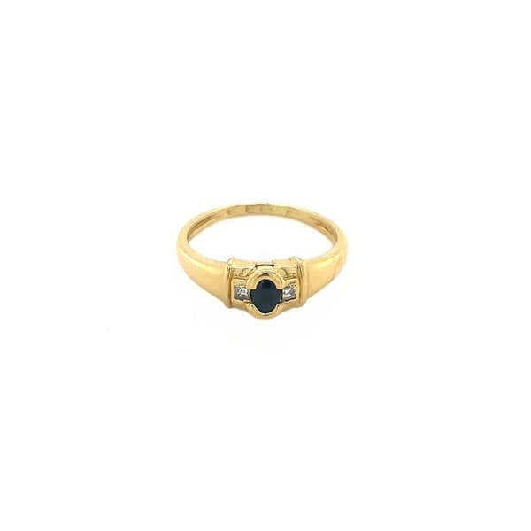 Gouden ring met saffier en diamant 18 krt