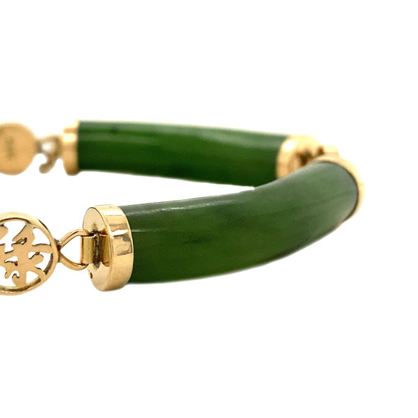 Jade bracelet with gold accents 14 krt