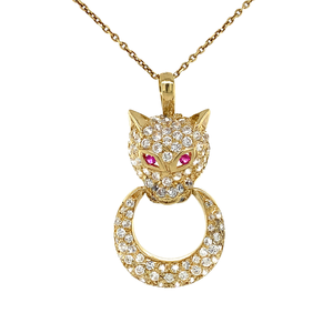 Panther pendant with zirconia 12 krt