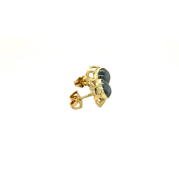 Gold ear studs with hematite 14 krt
