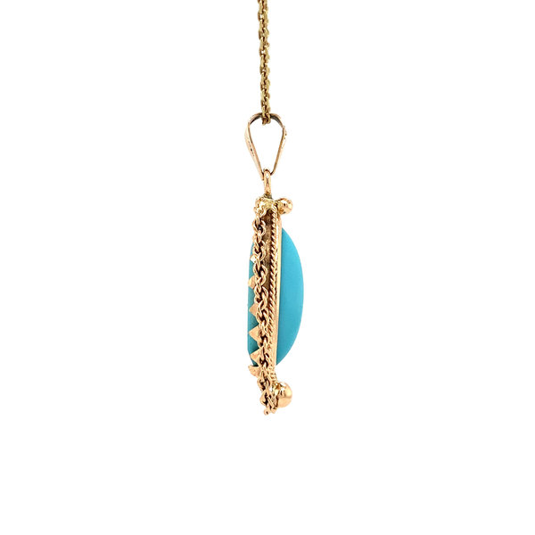 Gold pendant with turquoise 18 krt