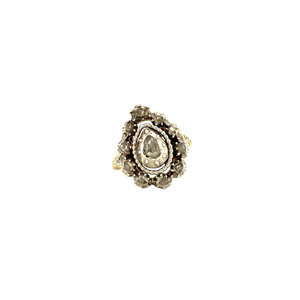 Gold ring with rose diamond in silver 925/14 crt