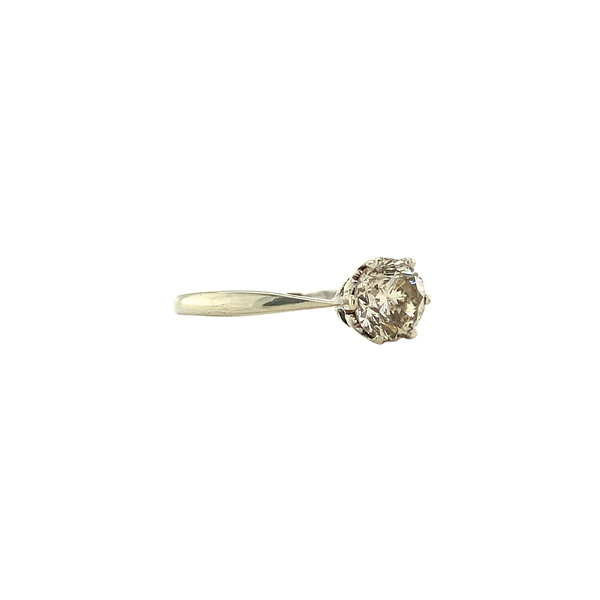Witgouden solitair ring met diamant 0.90crt. 14 krt