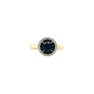 Gold ring with sapphire and diamond 14 crt