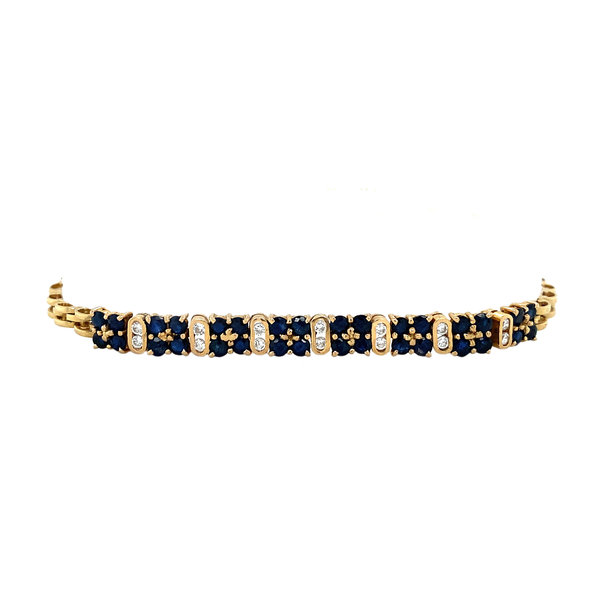 Gold bracelet with sapphire and zirconia 19.5 cm 14 crt