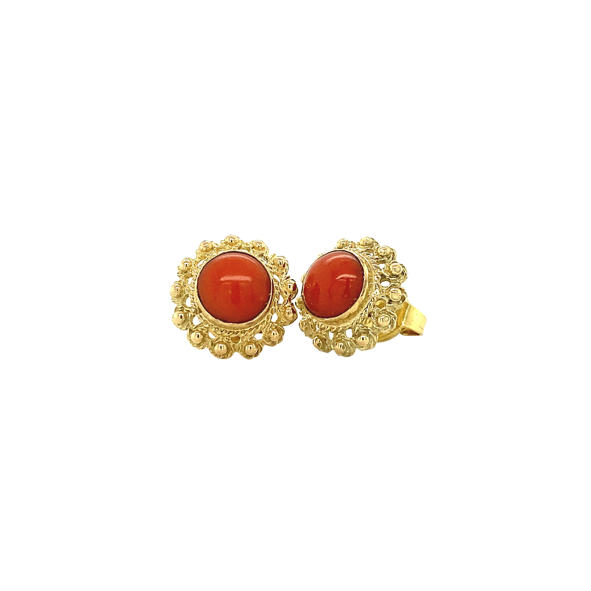 Coral ear studs gold Clearance