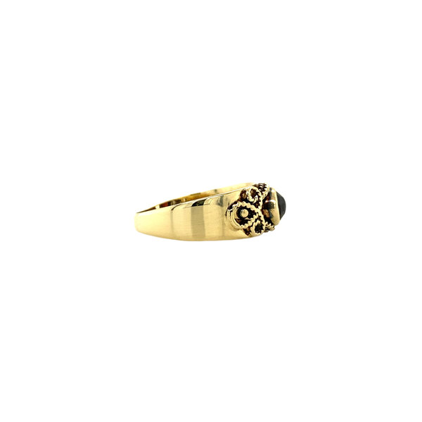 Gouden ring met glasgranaat 14 krt