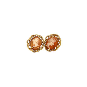 Gold earrings with cameo 18 krt