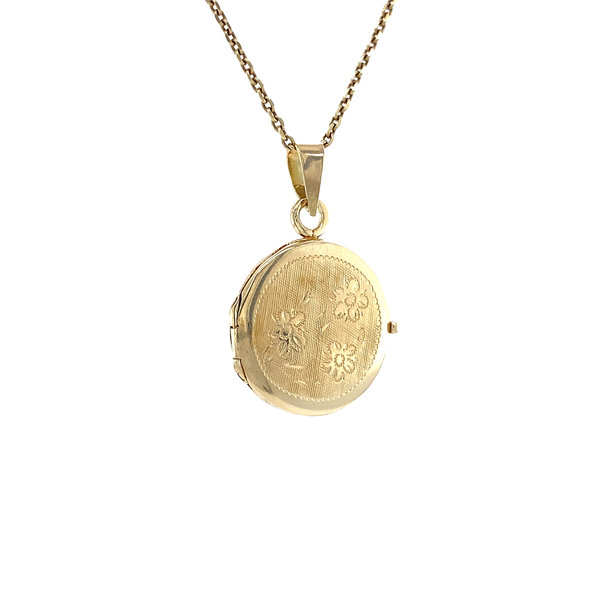 Gold medallion with engraving 14 krt Vintage Jewellery