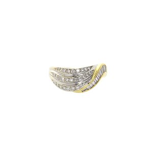 Gold bicolour fantasy ring with diamond 18 crt
