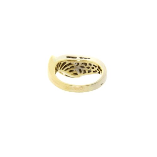 Golden bicolour fantasy ring with diamond 18 krt