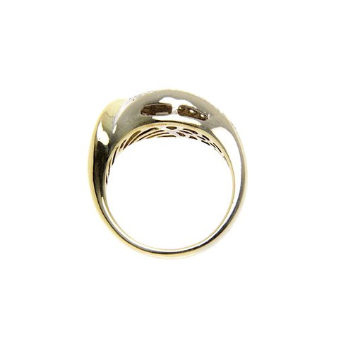 Golden bicolour fantasy ring with diamond 18 krt