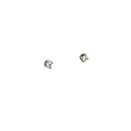 White gold solitaire earrings with diamond 18 krt * new