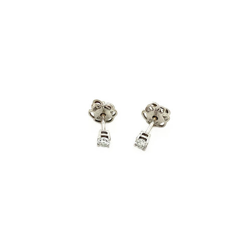White gold solitaire ear studs with diamond 18 krt * new