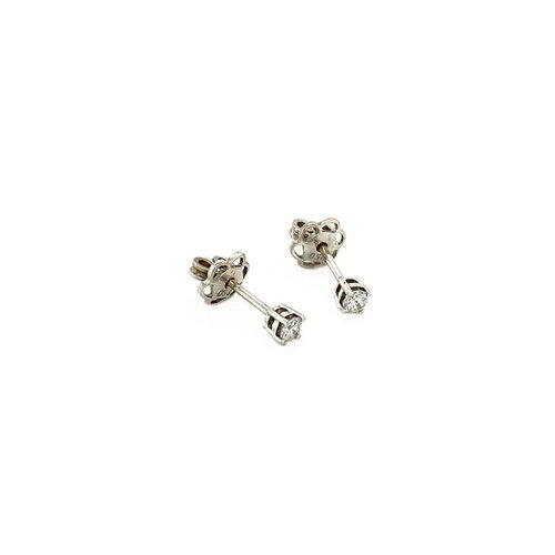 White gold solitaire ear studs with diamond 18 krt * new