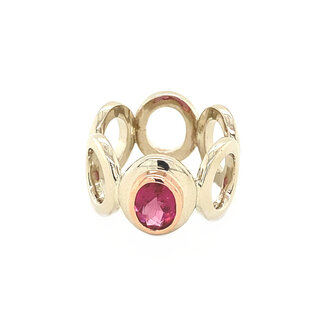 Witgouden ring met roze toermalijn 14 krt