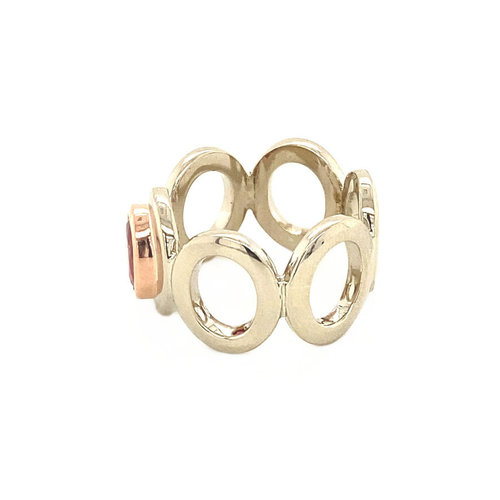 Witgouden ring met roze toermalijn 14 krt