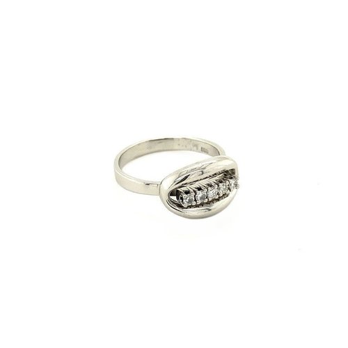 Witgouden fantasie ring met diamant 14 krt