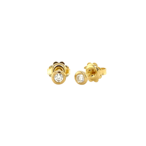 Gold solitaire ear studs with diamond 14 krt * new